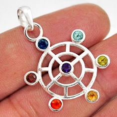 2.72cts amethyst cornelian garnet citrine topaz 925 silver chakra pendant y52289