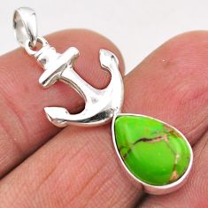 4.56cts anchor charm green copper turquoise 925 sterling silver pendant t89245