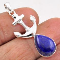 5.46cts anchor charm natural blue lapis lazuli 925 silver pendant jewelry t89222