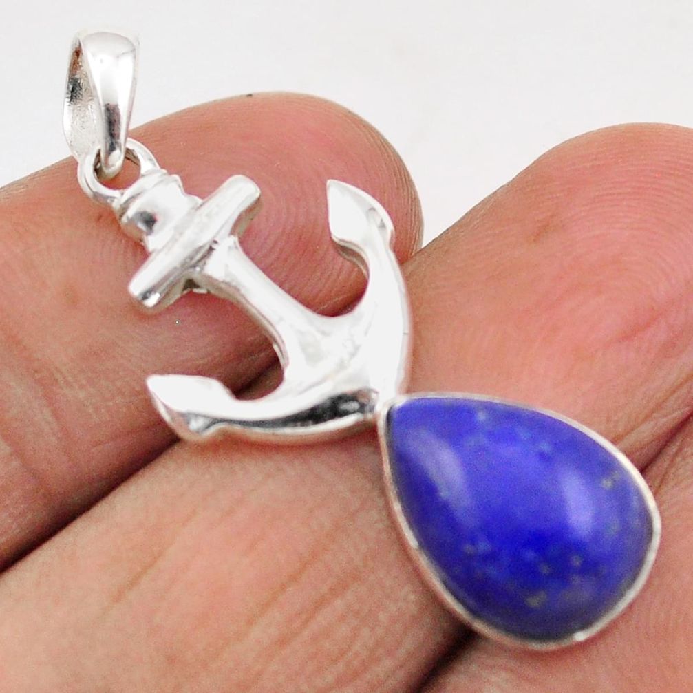 5.79cts anchor charm natural blue lapis lazuli 925 silver pendant t89221
