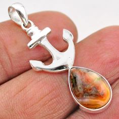 4.86cts anchor charm natural mexican laguna lace agate 925 silver pendant t89251