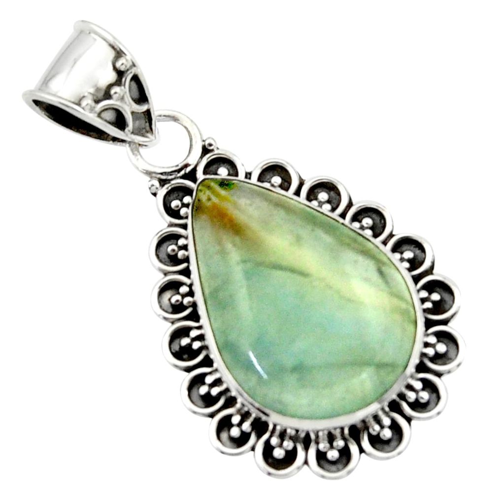 12.58cts aquatine lemurian calcite 925 sterling silver pendant jewelry r40203