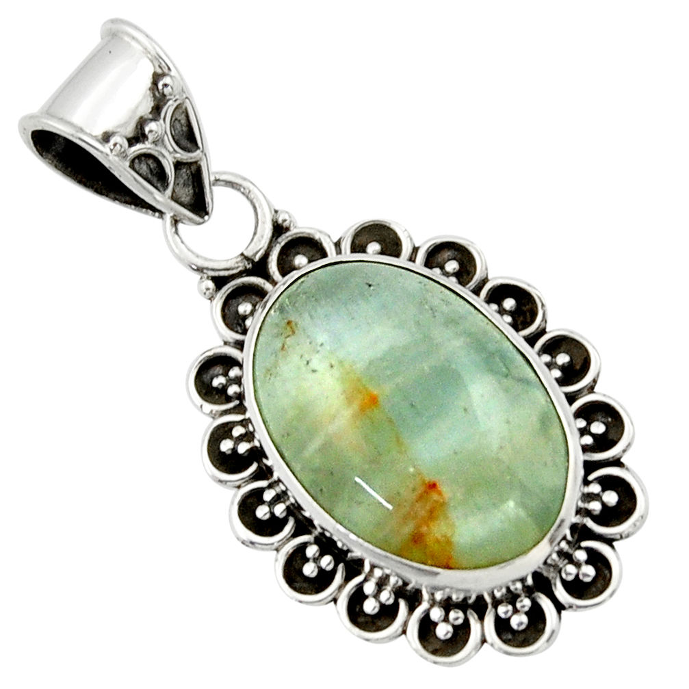 11.57cts aquatine lemurian calcite 925 sterling silver pendant jewelry r40215