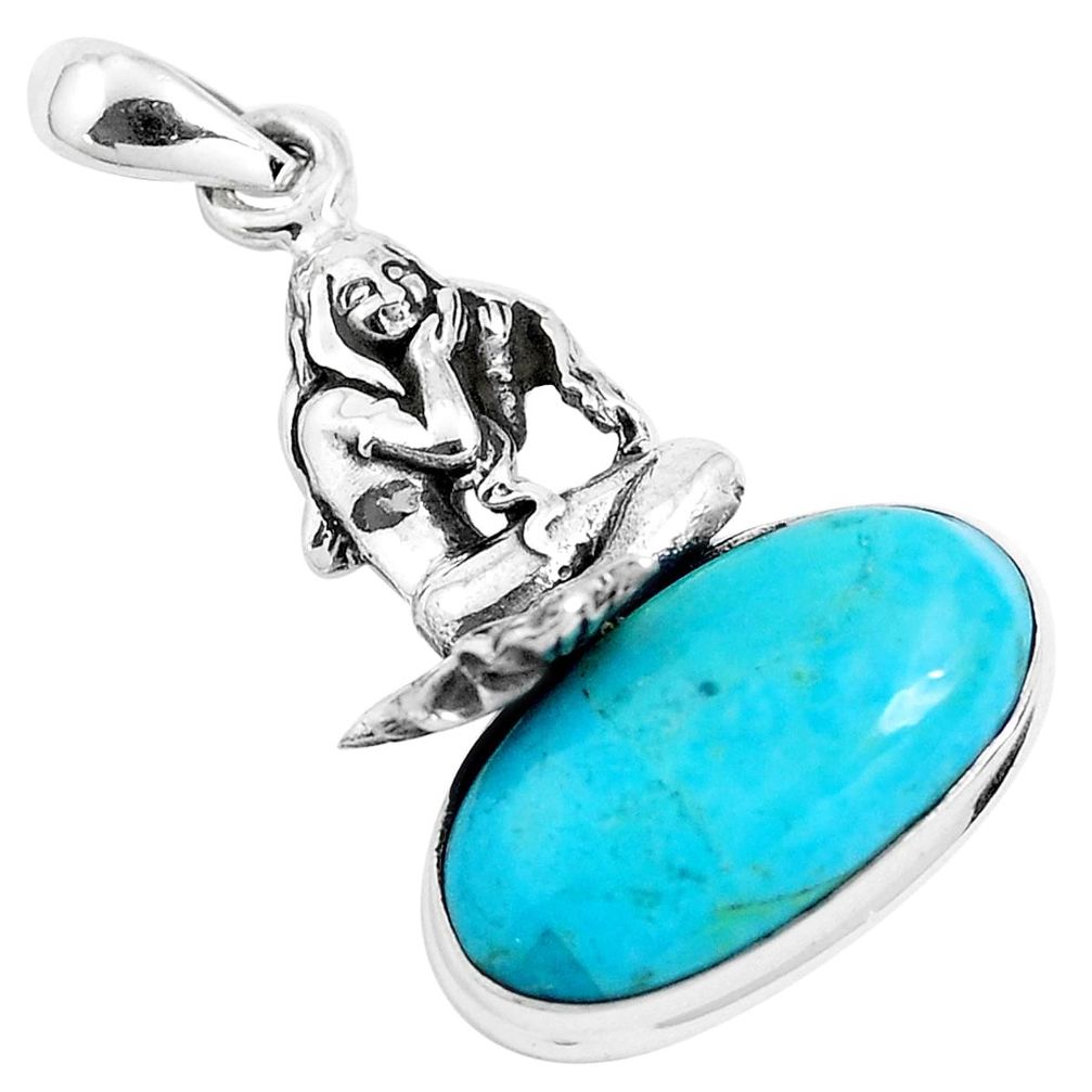 9.23cts arizona mohave turquoise 925 silver angel wings fairy pendant p42092