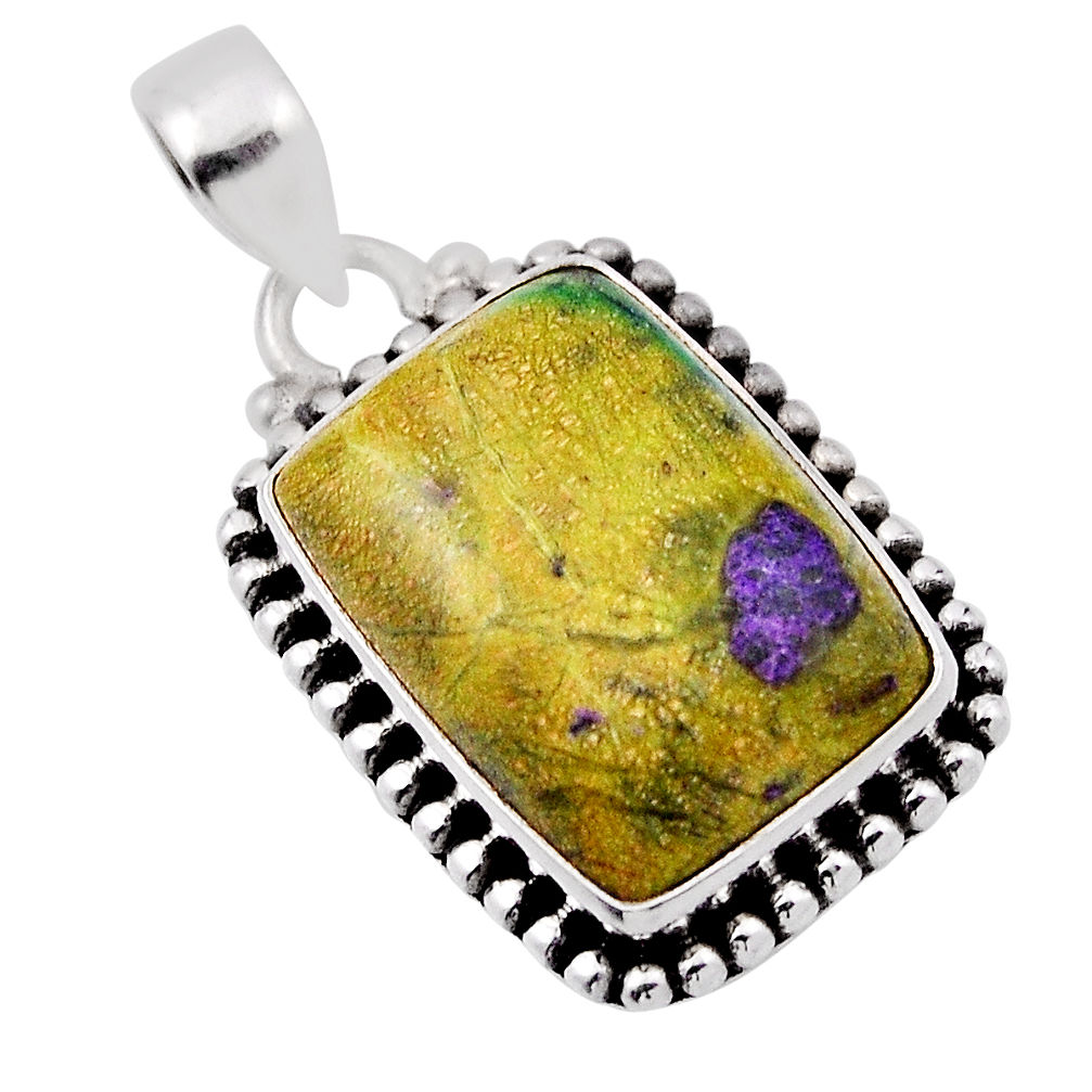 13.51cts atlantisite (tasmanite) stichtite-serpentine 925 silver pendant n29486