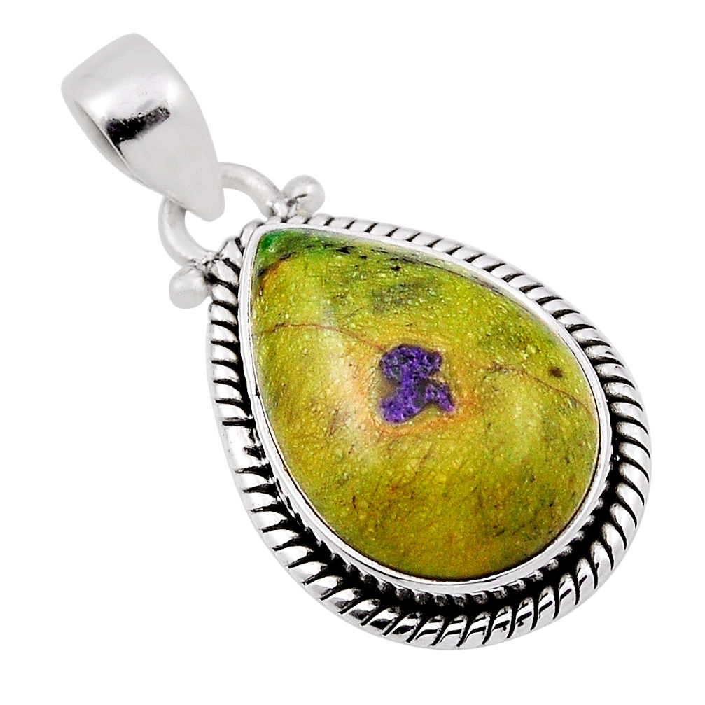 12.07cts atlantisite (tasmanite) stichtite-serpentine 925 silver pendant n29489