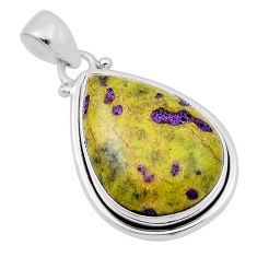 14.95cts atlantisite (tasmanite) stichtite-serpentine 925 silver pendant n29490