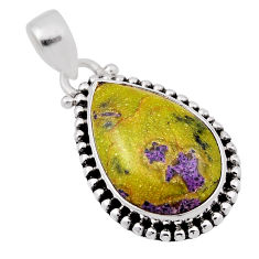 13.66cts atlantisite (tasmanite) stichtite-serpentine 925 silver pendant n29493