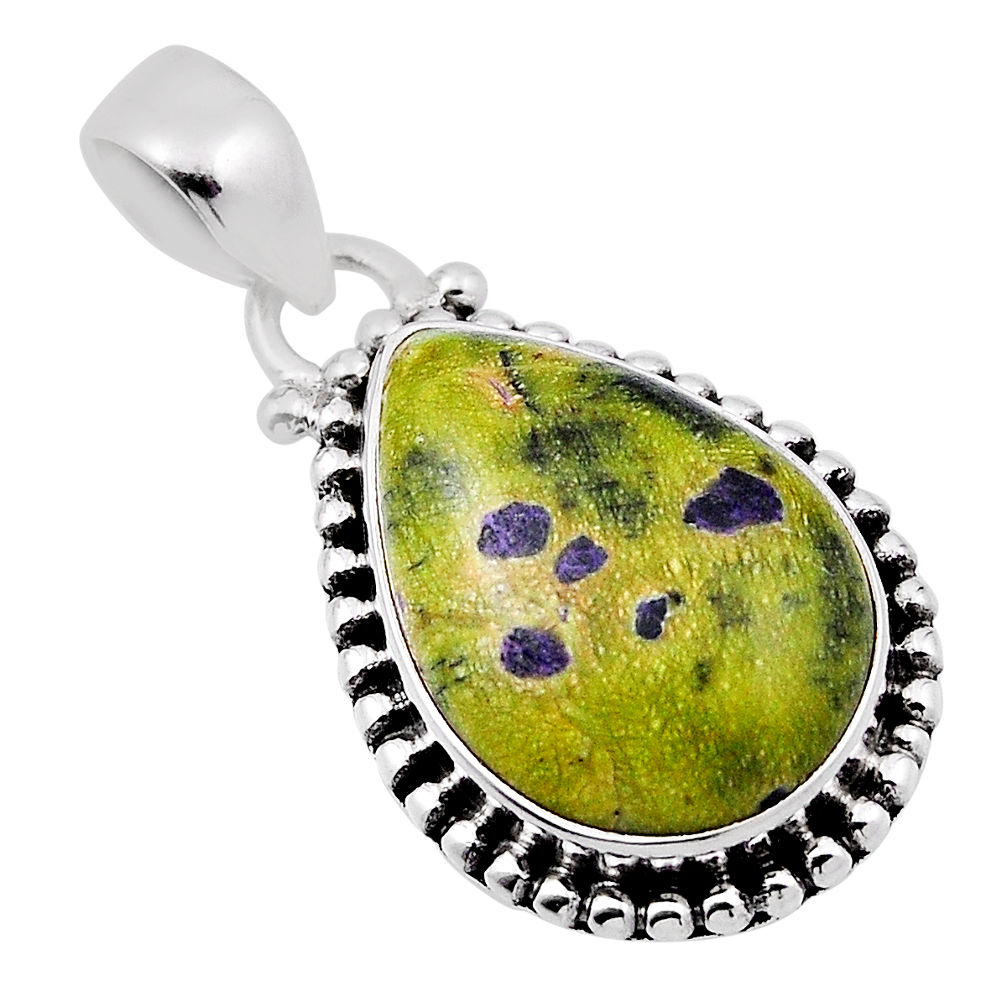 12.41cts atlantisite (tasmanite) stichtite-serpentine 925 silver pendant n29496