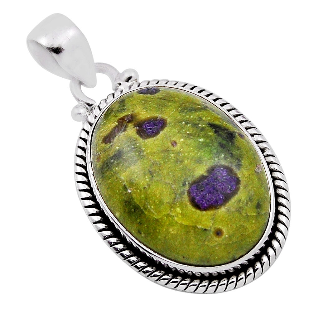 17.33cts atlantisite (tasmanite) stichtite-serpentine 925 silver pendant n30744