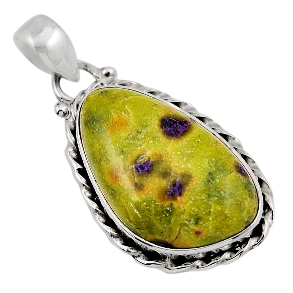 13.85cts atlantisite (tasmanite) stichtite-serpentine 925 silver pendant y47502