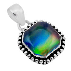11.42cts aurora opal hexagon shape 925 sterling silver pendant jewelry n51724
