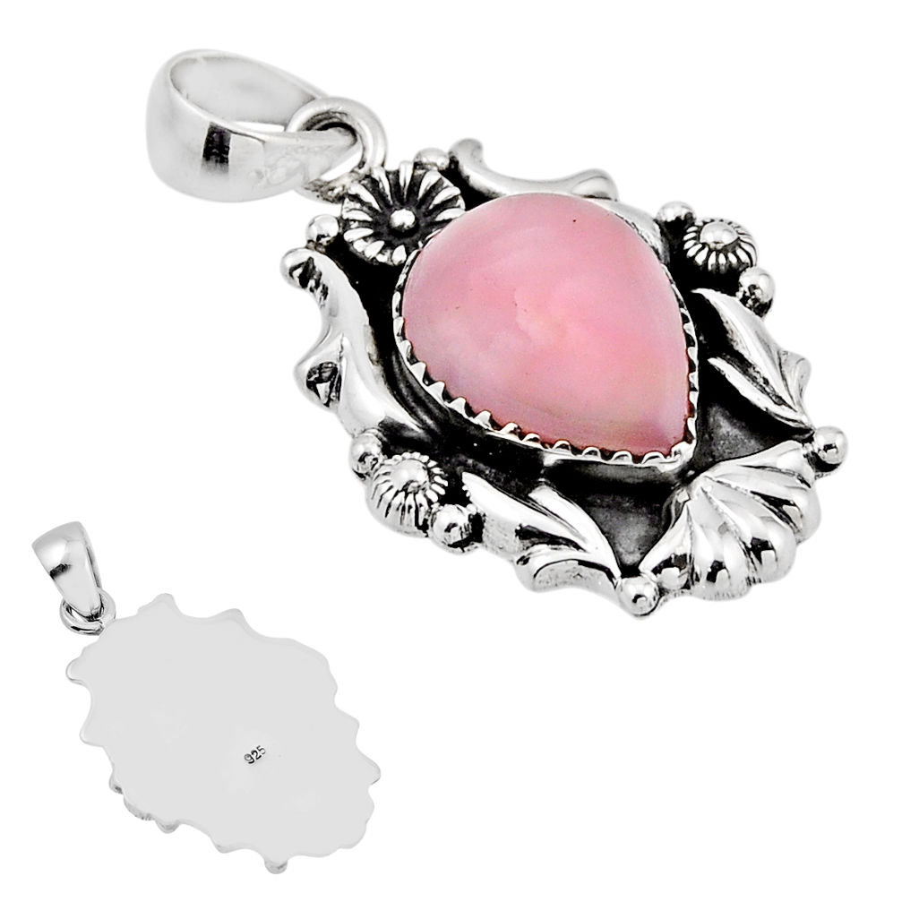 9.55cts back close natural pink opal 925 sterling silver pendant jewelry c31458