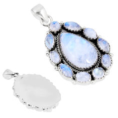 23.20cts back close natural rainbow moonstone 925 sterling silver pendant c31255