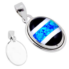 10.10cts back closed black white strip opal 925 silver checkers pendant n54301