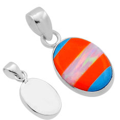 5.56cts back closed blue orange strip opal 925 sterling silver pendant n46025