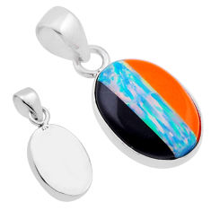 5.87cts back closed blue pink black strip opal oval 925 silver pendant n46052