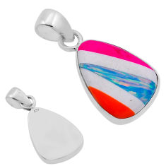7.35cts back closed blue pink white strip opal fancy 925 silver pendant n46022