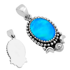 4.53cts back closed fine volcano aurora opal 925 sterling silver pendant n54444
