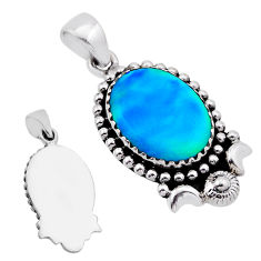 4.56cts back closed fine volcano aurora opal 925 sterling silver pendant n54445
