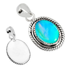 3.90cts back closed fine volcano aurora opal 925 sterling silver pendant y74400