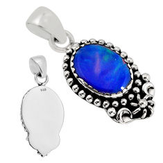 3.56cts back closed fine volcano aurora opal 925 sterling silver pendant y79773