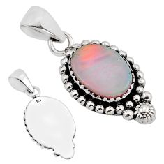 3.58cts back closed fine volcano aurora opal 925 sterling silver pendant y93694