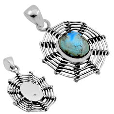 5.30cts back closed golden hills turquoise 925 silver spider web pendant c34752
