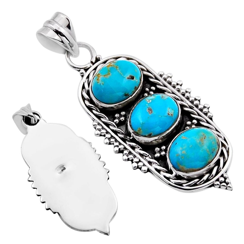 9.04cts back closed green arizona mohave turquoise 925 silver pendant n52461