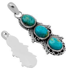 8.68cts back closed green arizona mohave turquoise oval silver pendant n52489