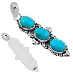 8.53cts back closed green arizona mohave turquoise oval silver pendant n52495