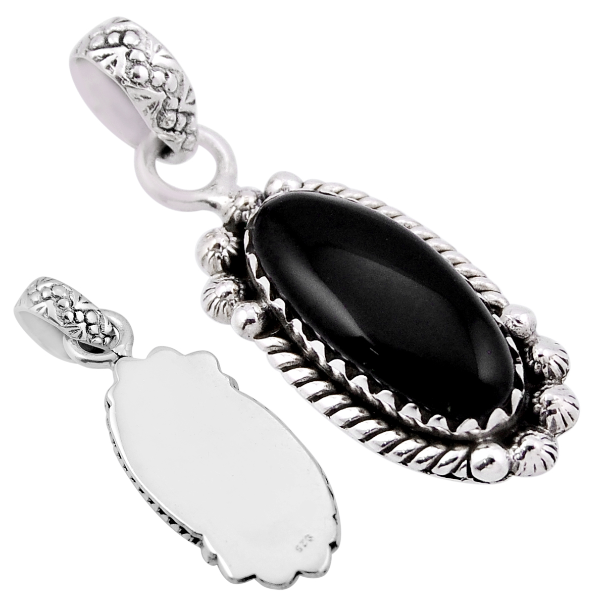 【開店記念セール！】 Closed Back Natural Silver Sterling 925 Oval Onyx Black オニキス