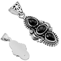 6.26cts back closed natural black onyx oval 925 sterling silver pendant n49292
