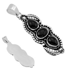 6.08cts back closed natural black onyx oval 925 sterling silver pendant n49304