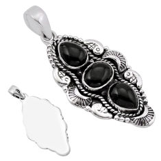 6.09cts back closed natural black onyx oval 925 sterling silver pendant n49366
