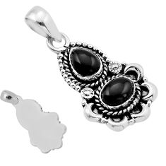 4.58cts back closed natural black onyx oval 925 sterling silver pendant n51225