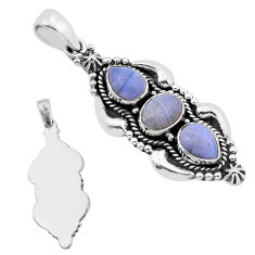 5.97cts back closed natural blue lace agate oval sterling silver pendant n49339