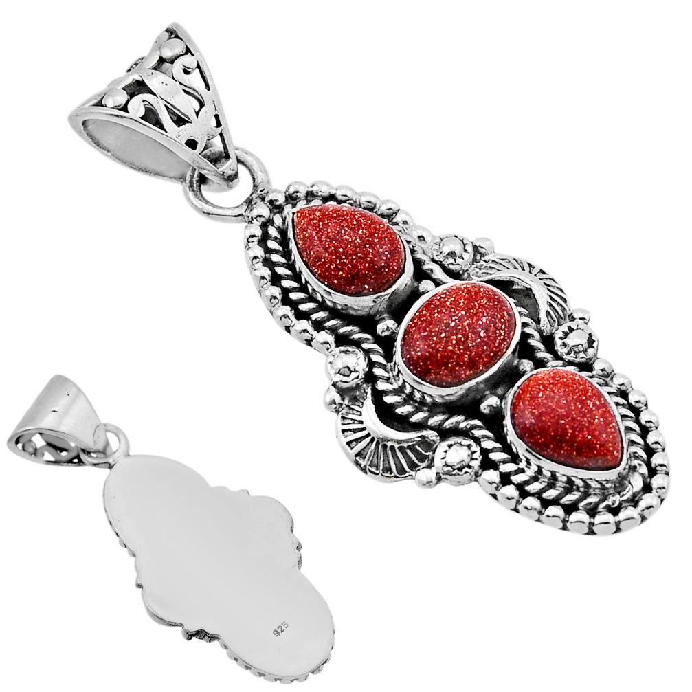 6.26cts back closed natural brown goldstone 925 sterling silver pendant n49290