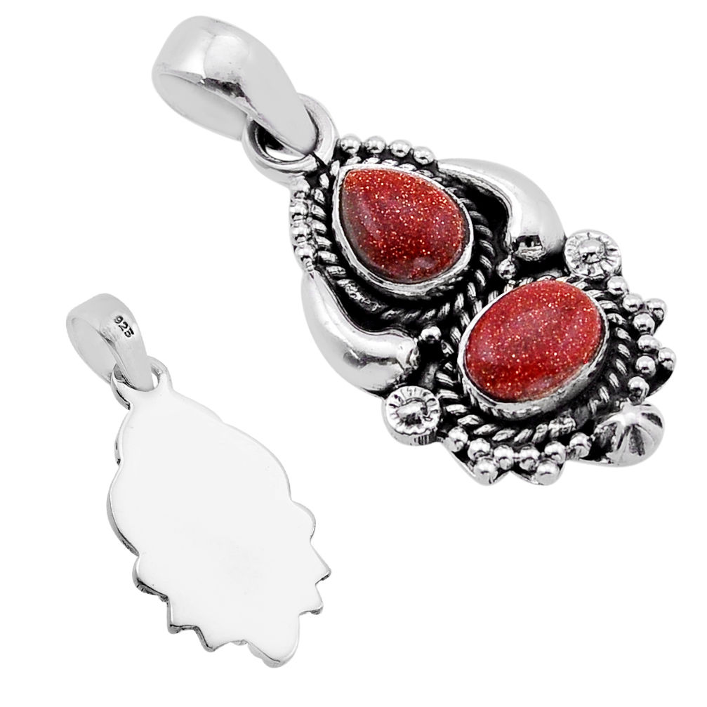 4.02cts back closed natural brown goldstone 925 sterling silver pendant n51286