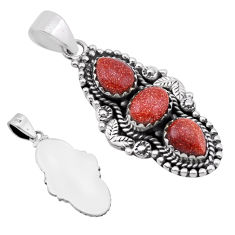 6.13cts back closed natural brown goldstone oval sterling silver pendant n49359