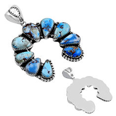 39.92cts back closed natural golden hills turquoise 925 silver pendant c34914