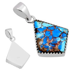 10.74cts back closed natural golden hills turquoise 925 silver pendant n20947