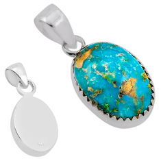 8.84cts back closed natural golden hills turquoise oval silver pendant n20944