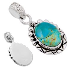 6.04cts back closed natural green mojave turquoise 925 silver pendant n35915