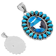 30.93cts back closed natural pearl  turquoise onyx silver pendant c32041