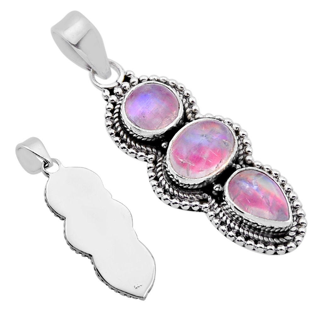 6.14cts back closed natural pink moonstone 925 sterling silver pendant n54164