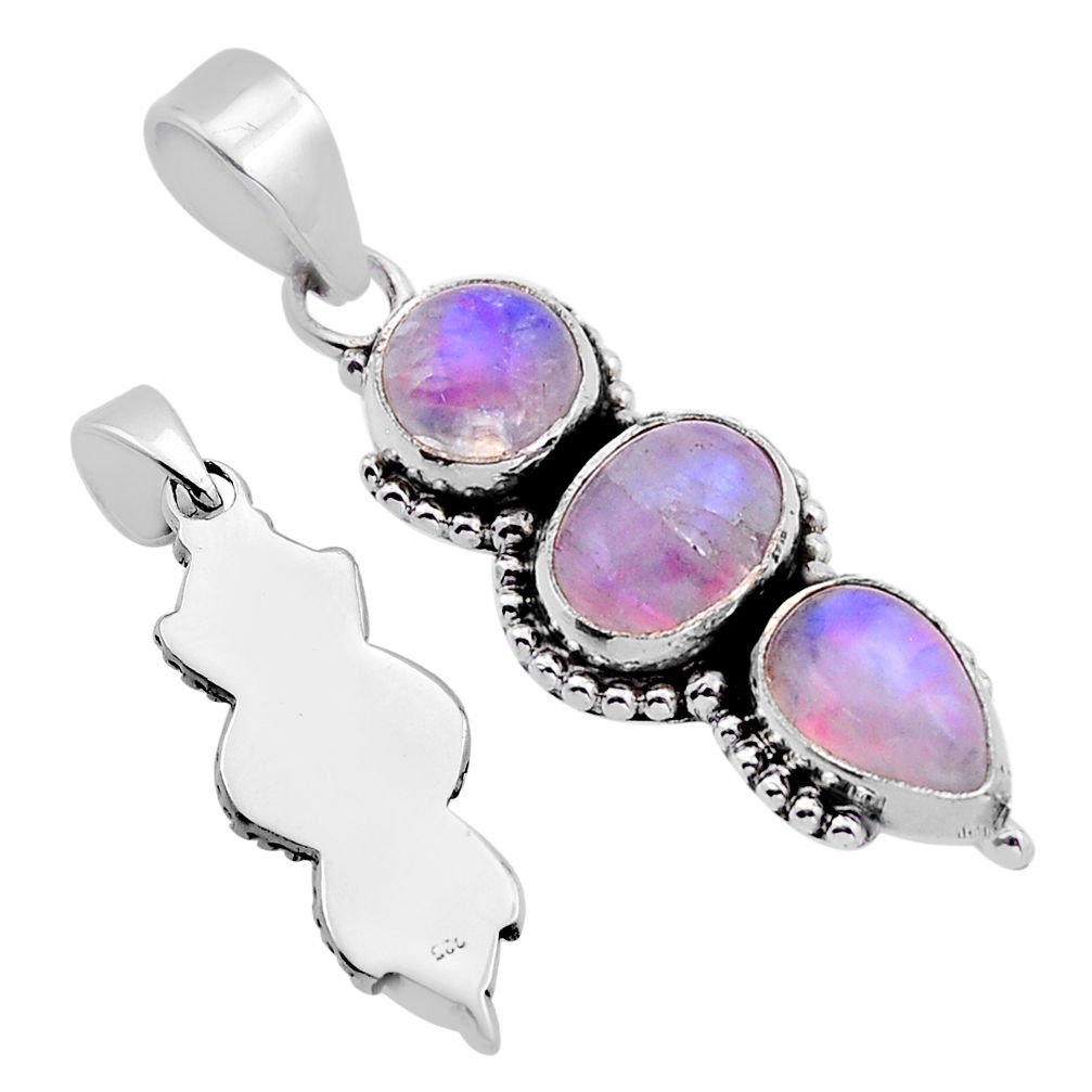 5.88cts back closed natural pink moonstone 925 sterling silver pendant n54170