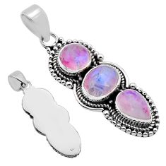 5.97cts back closed natural pink moonstone oval sterling silver pendant n54165