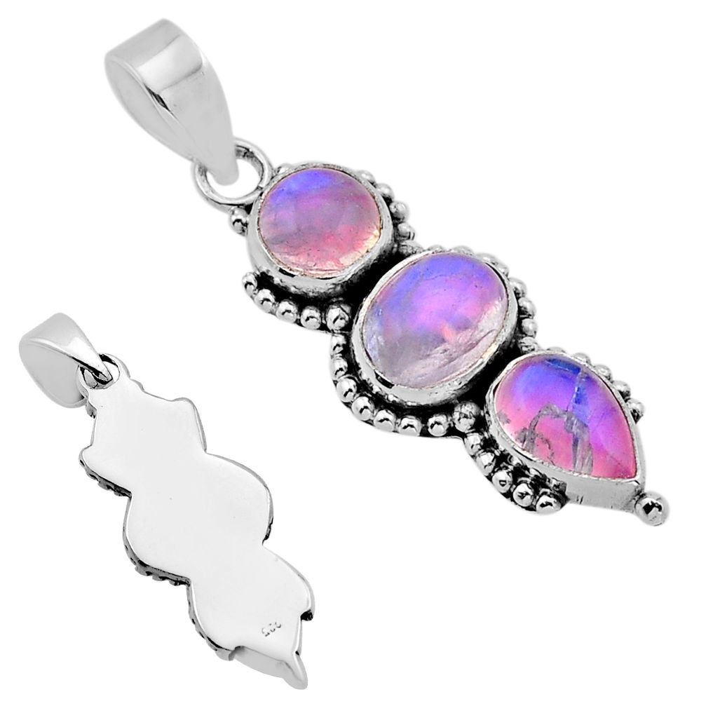 5.93cts back closed natural pink moonstone oval sterling silver pendant n54168