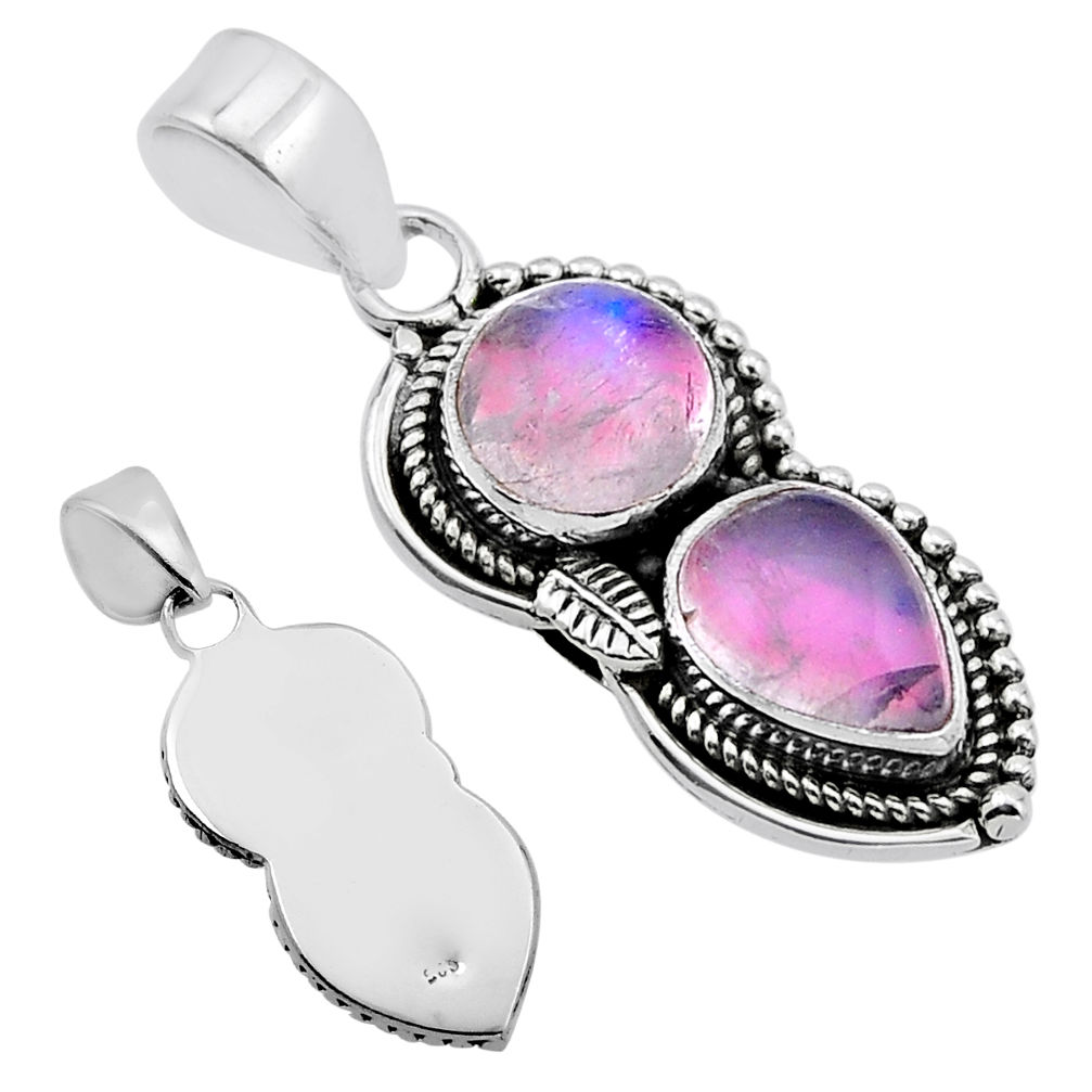 5.30cts back closed natural pink moonstone oval sterling silver pendant n54177
